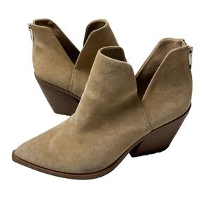 Vince Camuto Women's Bibestie Bootie size 10 tan brown suede zip close block 4”